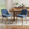 MALOL Wooden Dining Chairs Set of 2, Modern Fabric Upholstered Dining Room Chair, Kitchen Side Chairs, Farmhouse Armless Dinner Chair with Open Back for Kitchen, Blue