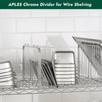 APLSS 4 Pack 18" W x 9" H Width Chrome Shelf Divider for Heavy Duty Wire Shelving, Dry Storage, NSF Certified