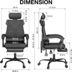 Mr IRONSTONE Mesh Office Chair with Footrest, High Back Reclining Desk Chair with Adjustable Headrest, Comfortable Task Chair for Home Office, Black