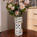 MOUGIGI Ceramic Dice Vase - Unique Decor for Dried Flowers, Rose, Pampas Grass - Stunning Design for Any Modern Space for Inspiring Smiles