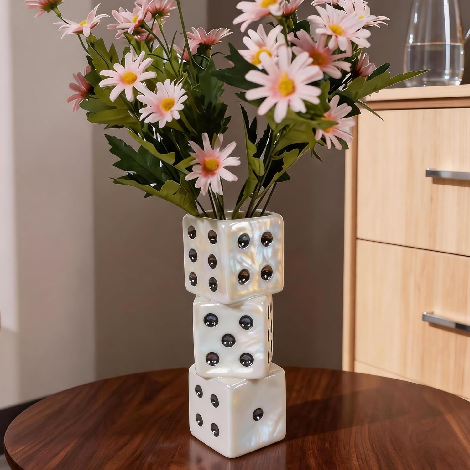 MOUGIGI Ceramic Dice Vase - Unique Decor for Dried Flowers, Rose, Pampas Grass - Stunning Design for Any Modern Space for Inspiring Smiles