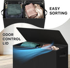 Simple Houseware Double Laundry Hamper with Lid and Removable Bags, Black