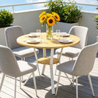 Wildhome Round Dining Table for 2-4, 43 Inch Dining Room Kitchen Table with 1-Tier Storage Shelf, Modern Farmhouse Dinner Furniture with Adjustable feet,Oval Circle(43in-Oak)