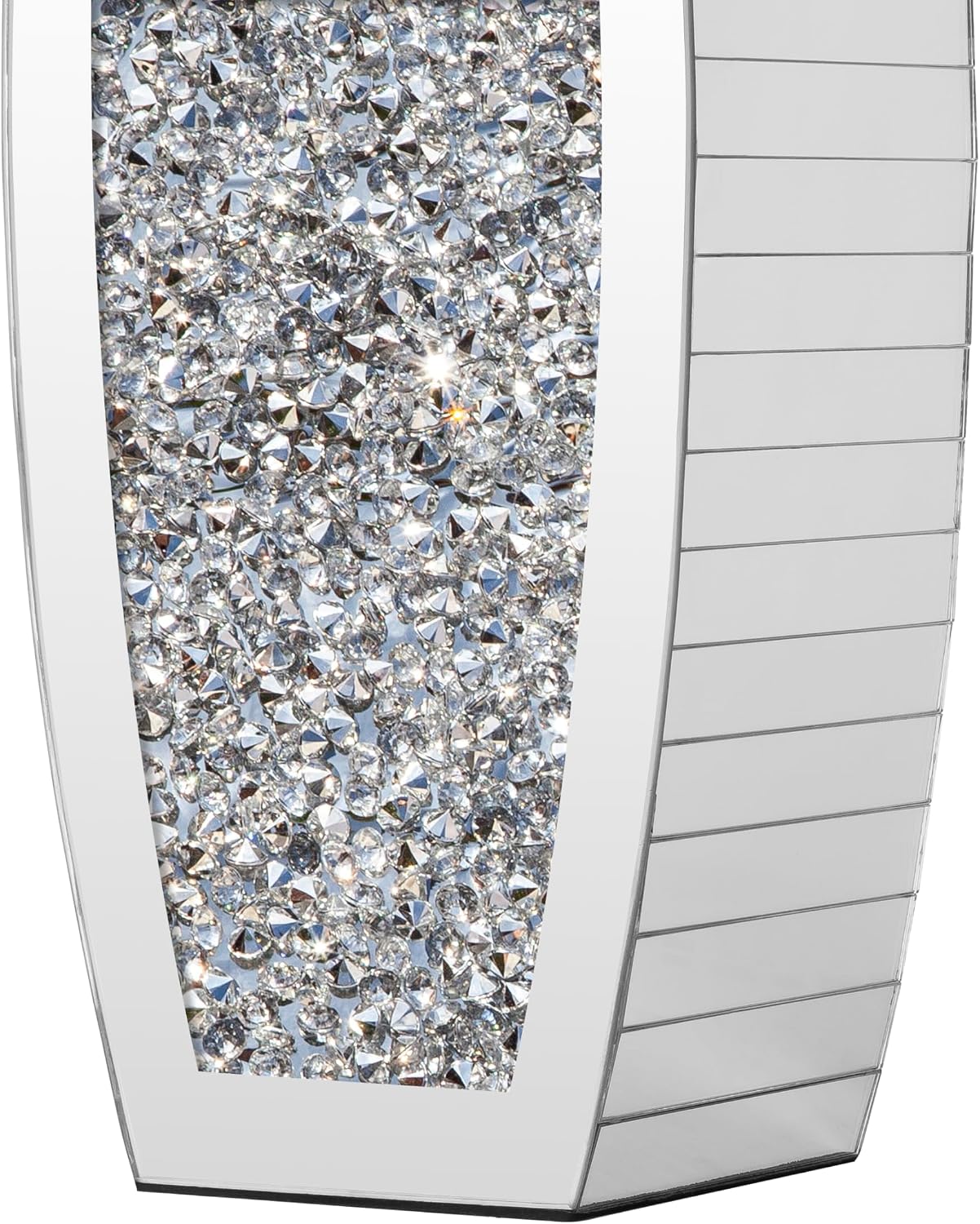 SHYFOY 36" Tall Crushed Diamond Floor Vase Silver Mirrored Tall Vases for Floor Large Crystal Decorative Glass Standing Vase Luxury for Home Decor Living Room Office Bedroom Kitchen