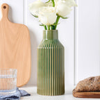 STHIE Green Ceramic Flower Vase, Minimalist Home Decoration, 8 Inch Small Pampas Grass Vases for Kitchen, Bedroom, Office, Living Room, Bathroom, Shelf Centerpiece Table