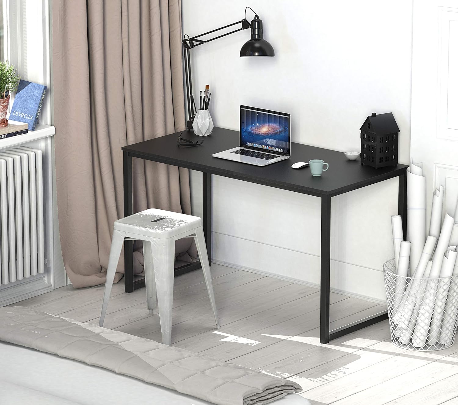SHW Mission 40-Inch Home Office Computer Desk, Black