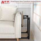 Tv Tray Table, 8-Level Adjustable Height Couch Side Table，90° Tilt Angle Adjustments C-Shaped End Table, with Phone & Tablet Slot Sofa Computer Desk for Couch, Sofa, Bed, Chair, Living Room (Brown)