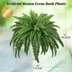FOREST PRINCE 45" Fake Ferns, Realistic Large Artificial Bush Plants, 2 Artificial Boston Ferns with 59 Fronds for Outdoors Planter Indoor Home Garden Porch Decor