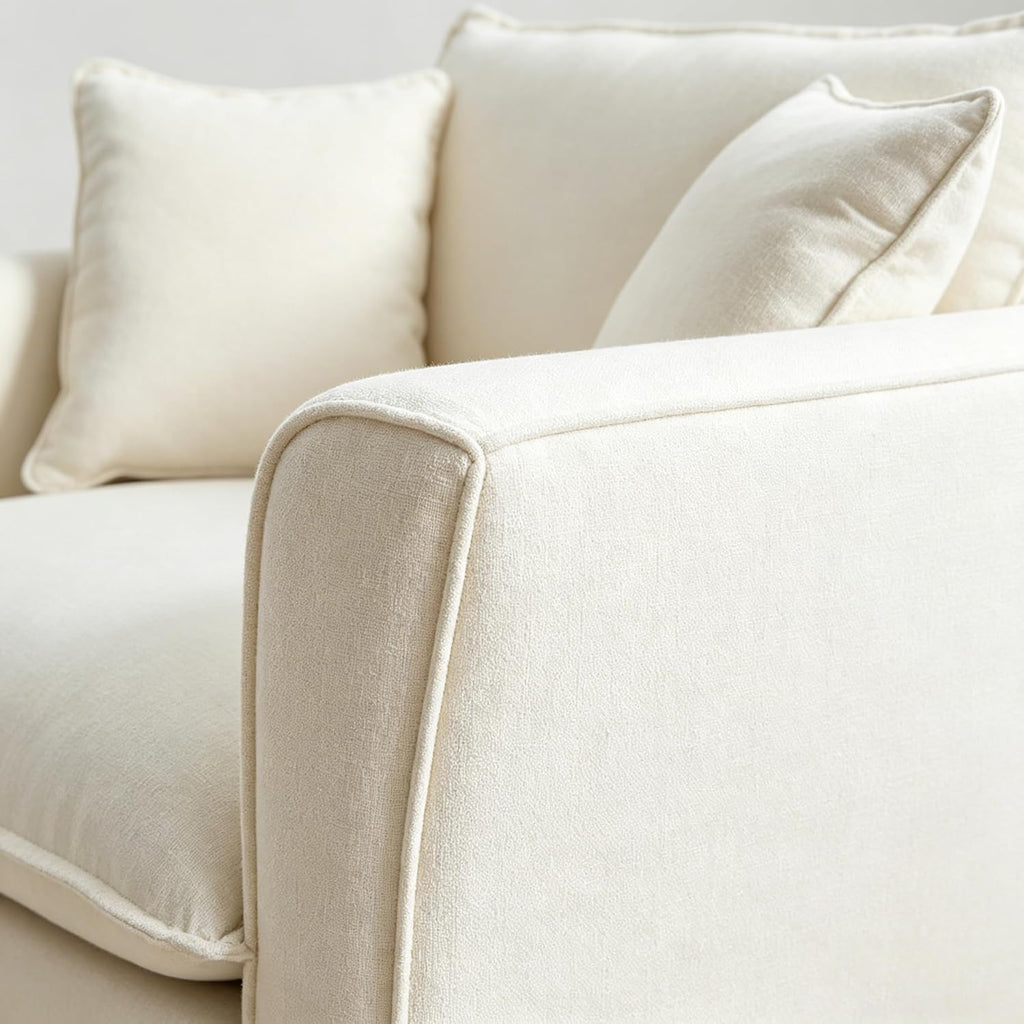 ERYE 46.9" Chenille Upholstered Accent Chair Wide Seat for Living Room Bedroom, Modern Leisure Cushion Armchair W/ 2 Pillows and Removable Cover for Home Apartment Office