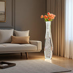 36" Extra Tall Double Sided Crushed Diamond Vases, Mirrored Silver Vase,Floor Vases Decorative Tall, Large Decorative Vase for Home,Office,Hotel Decor(7.72" L x4.33 W x 36" H)