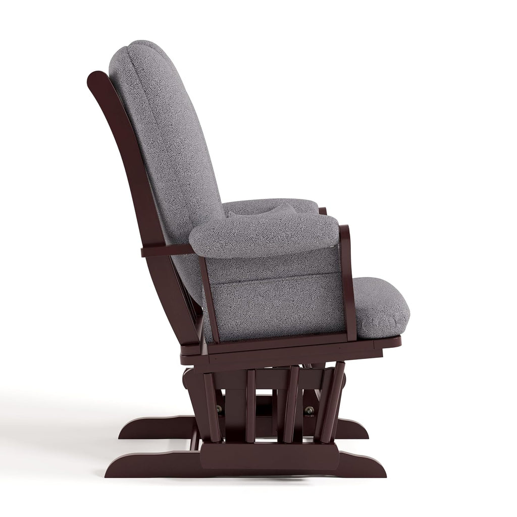 Storkcraft Tuscany Glider & Ottoman with Lumbar Pillow, Espresso/Gray Swirl