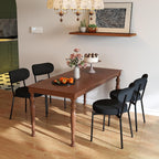 KROFEM Set of 4 Boucle Fabric Dining Chairs, Mid-Century Style Comfort Sponge Filled Seat Back Dining Room Chairs for Kitchen Dining Table，Black