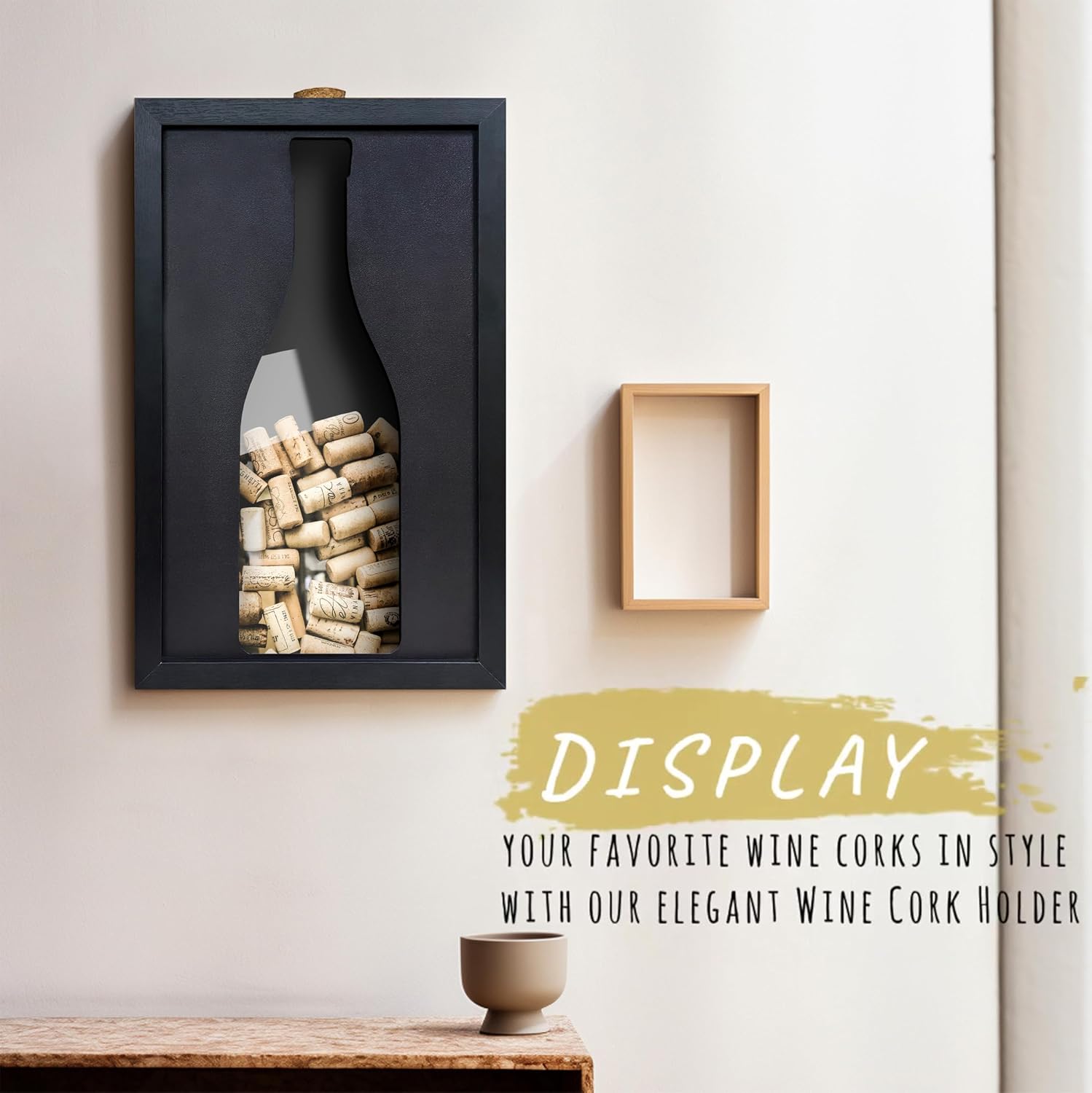 flinelife Wooden Wine Cork Holder, 13x8, Wine Cork Collector Shadow Box - Perfect for Wine Lover Gift