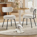VASAGLE Boucle Dining Chairs Set of 2, Upholstered Kitchen Dining Room Chairs with Curved Backrest and Steel Frame, Modern Mid Century, Round, for Vanity, Living Room, Cream White UKDC110W01