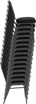 BizChair Stacking Banquet Chair in Black Vinyl - Silver Vein Frame