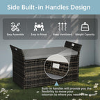 Oakcloud 75 Gallon Patio Storage Bench, Outdoor Wicher Garden Furniture Storage Deck Box Bench with Handles and Cushion, Grey