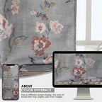 OWENIE Floral Kitchen Cafe Curtains - 36 Inch Length 2 Panels Set, Printed Light Filtering Textured Farmhouse Short Small Half Curtain Tier Drapes for Bathroom Basement, 2 Pcs Each 30W x 36L,Grey