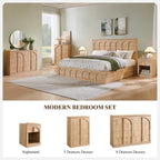 ACCOHOHO 18" Nightstand Set of 2 with Arched Panel,Natural Oak | Bedside Table & Side End Table with Charging Station, Drawer Storage, and Open Shelf for Bedroom & Living Room