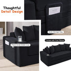 76" Convertible Sofa Bed, 2-in-1 Boneless Sleeper Sofa with Cup Holder & Pocket, Corduroy Pull Out Couch with 5 Pillows, Couch Bed for Living Room, Small Spaces, Bedroom, No Assembly