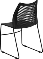 Flash Furniture Hercules Series Contoured Lobby Chairs with Air-Vent Honeycomb Backs, Ergonomic Stacking Chairs for Offices, Set of 5, Black