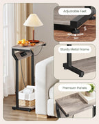 CHOEZON Narrow Side Table with Charging Station and End Table Bundle, Skinny End Table for Small Spaces, Mini Fridge Stand with Storage for Living Room, Bedroom TBZ27UBG-TBZ55BF