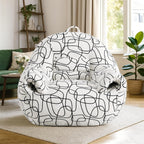 Peace nest Bean Bag Chair with Memory Foam Filled Ultra Soft Jacquard Pattern Cover for Adults Comfy Fur Bean Bag Chairs with Armrests for Bedroom Living Room Office Dorm Reading Lines