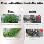 alyptus Artificial Plants Outdoor Fake Monkey Grass with Flowers for Pot UV Resistant Plant Decor for Window Garden Patio Hanging Planter Pathway Front Porch (Grass with Flowers)