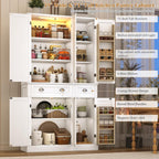 71"H Tall Kitchen Pantry Cabinet,39"W Large Freestanding Kitchen Hutch Wood Stoarge Floor Cabinet w/6 Door Shelves,2 Large Drawer,Adjustable Shelves,Modern Food Pantry for Kitchen,Dining Room,White