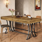 Tribesigns 63" Counter Height Bar Table with Metal Footrest, Rectangular Tall Kitchen Dining Pub Table, Industrial Home Bar Unit for Entertaining, Freestanding, Dark Brown