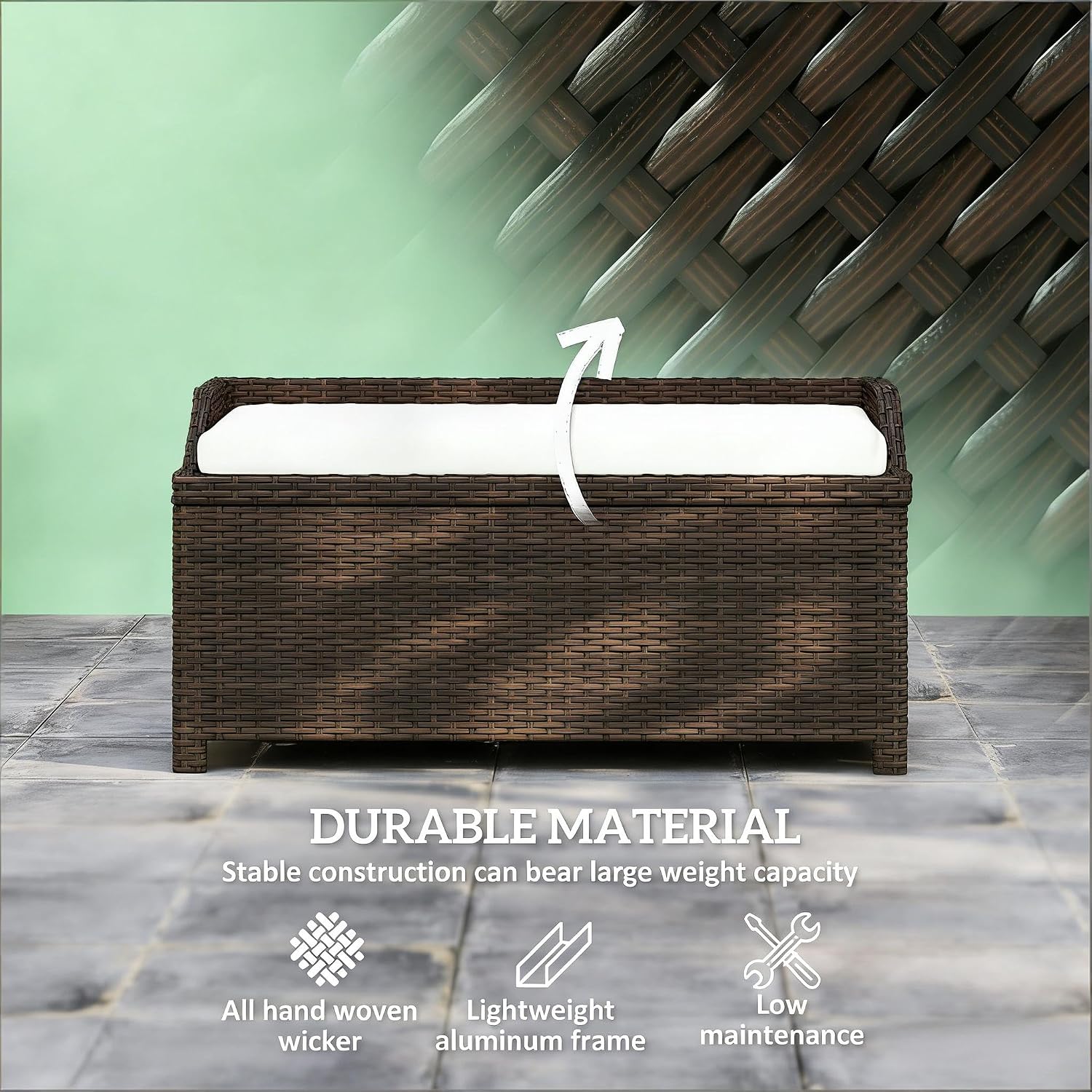 GOWE Storage Box,Outdoor Wicker Storage Bench