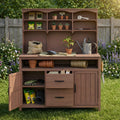 Large Fir Wood Potting Bench with Storage