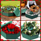 BrilliantJo Wreath Storage Hard Shell Christmas Decorations Case Bag with Interior Pockets 600D Oxford Fabric 24 Inch Xmas Container Box for Holiday Zipper and Handles Labeling Card Slot Green