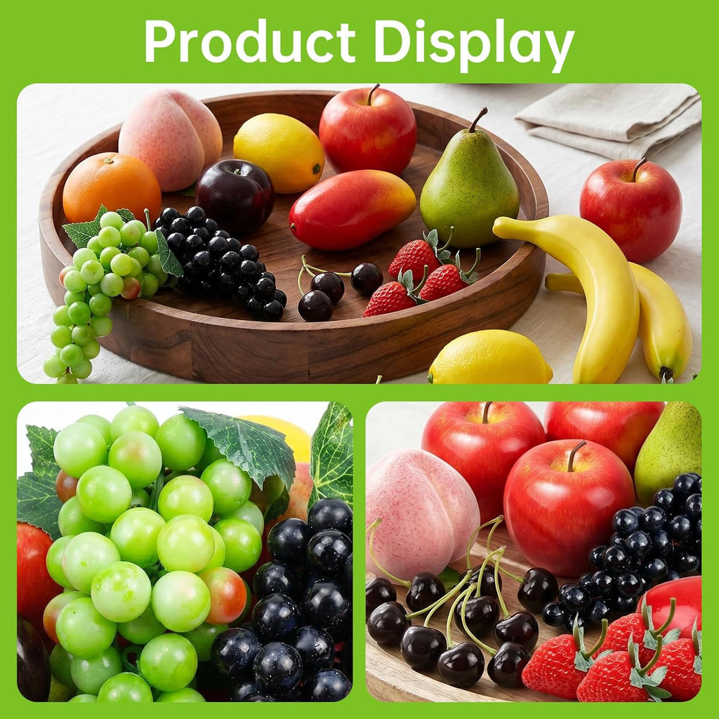 30 Pcs Fake Fruit Pack, Artificial Fruit for Party, Plastic Fruits Table Centrepieces Decoration Home Kitchen, Frutas Artificiales Decorativas, Apple Bananas