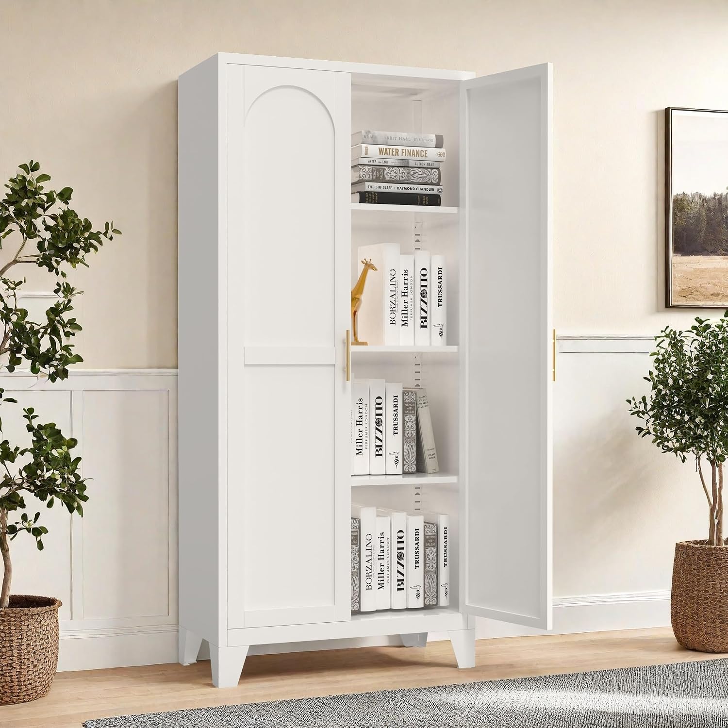Metal Pantry Cabinet, Kitchen Pantry Storage Cabinets with 2 Door and Adjustable Shelves, Freestanding Cupboard for Kitchen, Dining Room