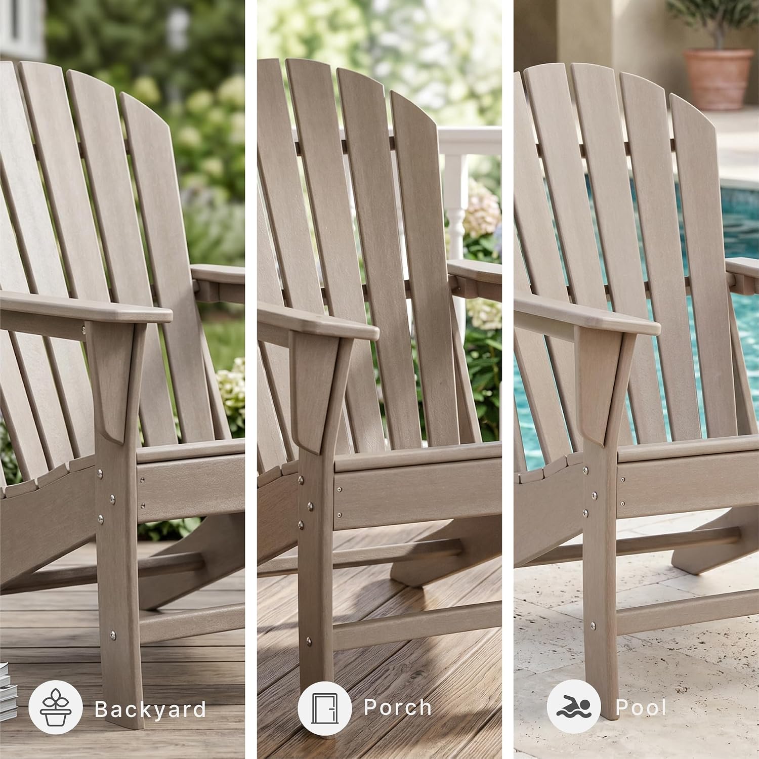 Signature Design by Ashley Sundown Treasure Outdoor Patio HDPE Adirondack Chair, Light Brown