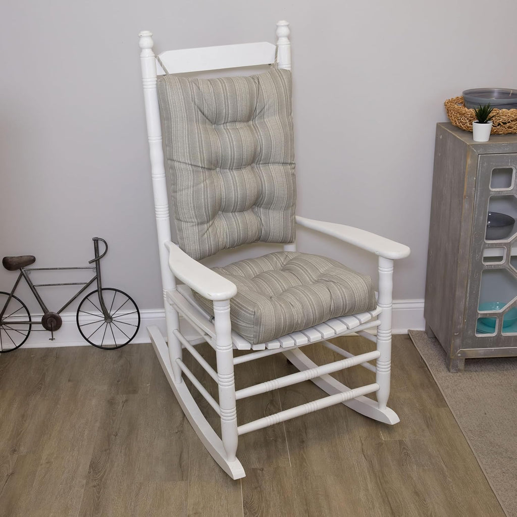 Klear Vu Solarium Rocking Chair Cushion Set, Assembled in the USA, for Indoor & Outdoor Use, Patio, Living Room, or Nursery, 2-Piece Set, 19"x19" Seat and 21"x18" Seatback, Boardwalk Stripe