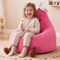 DUMOS 24" Kids Sofa, Stuffed Toddler Couch with Faux Rabbit Fur Cover for Teens & Kids, Comfy Lazy Sofa Chair for Reader, Living Room, Bedroom, Aged 4-12 Years Rose Red