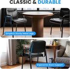 Simple Deluxe Waiting Room Guest Chair No Wheels Set of 2 with Padded Arm Rest, Conference Guests Chairs for Reception, Meeting, Lobby, Home Dining, Desk Table Side, 2 Pack