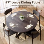 Concho 47" Round Kitchen Dining Room Table for 4-6 Circle Dining Dinner Table with Pedestal Metal Frame,Space Saving Wood Kitchen & Dining Room Furniture, Deep Grey