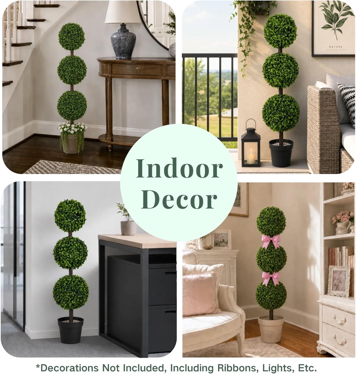 DIY 3ft Realistic Artificial Boxwood Triple Ball Topiary Tree with Pot, 2026 Series UV Resistant Faux Topiary Plant for Indoor Outdoor Front Porch, Patio, Balcony, Office, Yard and Farmhouse Decor