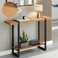 Solid Wood Console Table, 1.96" Thick Top Entryway Table, Narrow Sofa Table Behind Couch, Heavy Duty Industrial Hallway Table with Steel Frame, Rustic Farmhouse