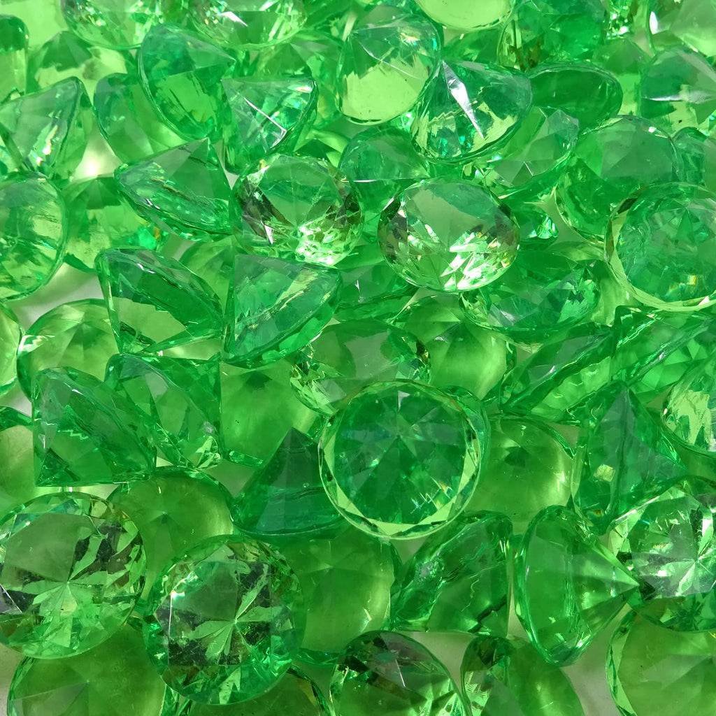 Honbay 100PCS 20mm Acrylic Faux Diamond Crystal Treasure Gems for Table Scatters, Vase Fillers, Event, Wedding, Bridal Shower, Birthday Decoration Favor, Arts & Crafts and More (Green)