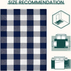 KOZYFLY Buffalo Plaid Area Rugs 2.3x3.6 Ft Blue and White Rug Washable Front Door Mat Woven Cotton Indoor Outdoor Rug for Front Porch Kitchen Entryway Patio Farmhouse Checkered Doormat