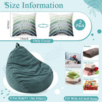 Cozy Corner for Kids Classroom Storage Bean Bag Chair Cover (No Filler) with Rainbow Throw Pillow Covers, Bean Bag Chair for Reading Nook, Classroom, Nursery(Small, Rainbow, Green)