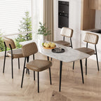 Brown Dining Chairs Set of 4, Modern Faux Leather Dining Chairs with Thick Cushions Seat Back and Metal Legs, Comfy Kitchen Chairs for Dining Living Room