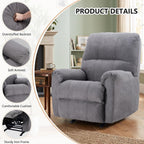 CANMOV Rocker Recliner Chair, Soft Fabric Manual Recliner Chair with Overstuffed Back and Arms, Single Sofa Nursery Rocking Chairs for Living Room, Grey