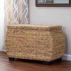Household Essentials Large Curved Wicker Storage Chest with Liner | Water Hyacinth, Natural