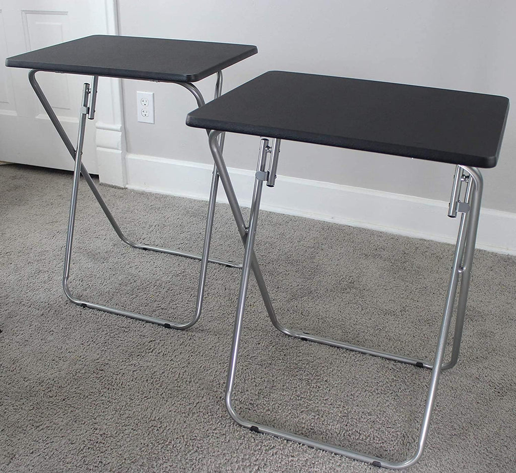 Folding TV Tray Tables, for Small Space, Black, Set of 2 | 19" X 15" X 26", For Eating, Portable Dinner Table, Couch & Living Room