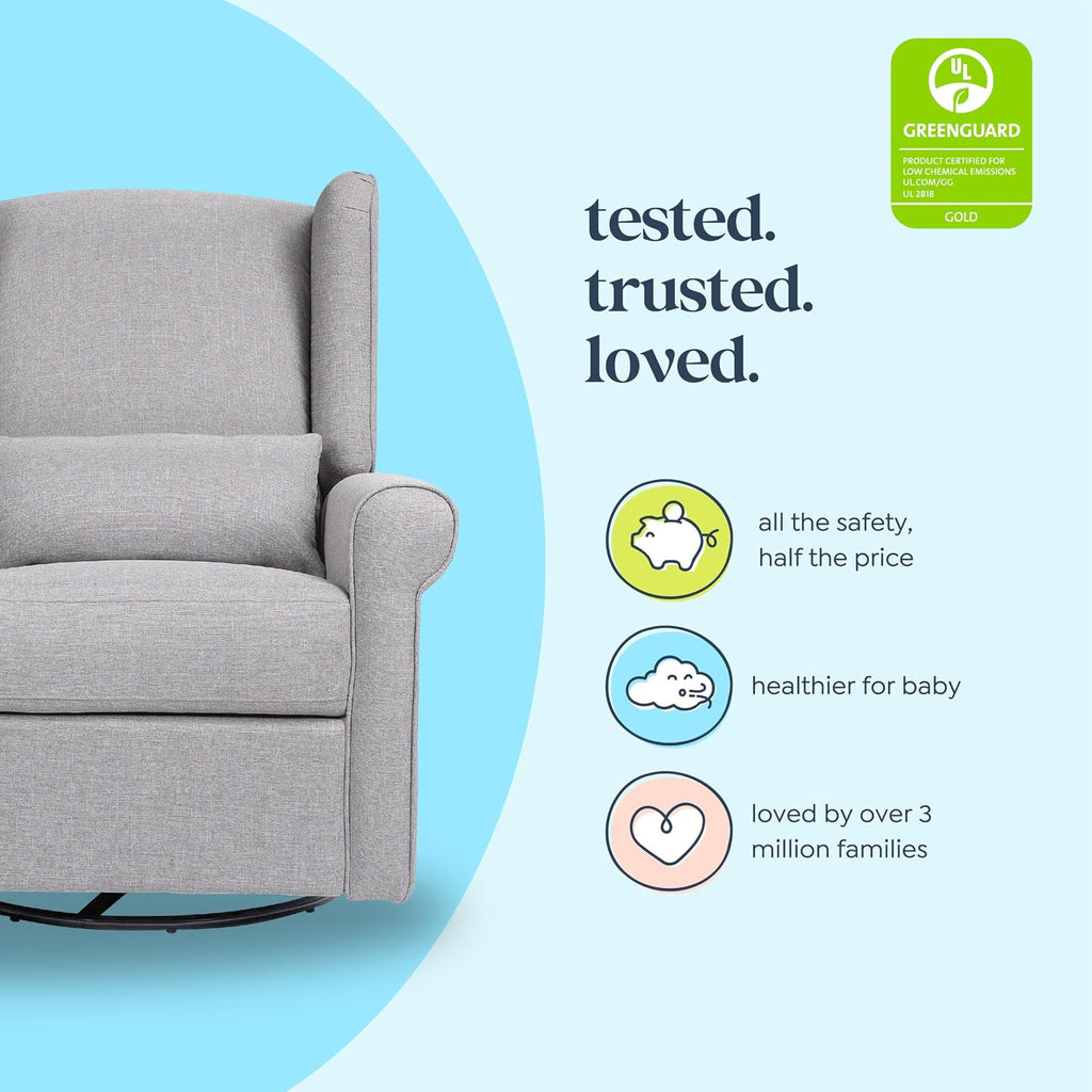 DaVinci Hayden Recliner and Swivel Glider in Misty Grey, Greenguard Gold & CertiPUR-US Certified