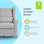 DaVinci Hayden Recliner and Swivel Glider in Misty Grey, Greenguard Gold & CertiPUR-US Certified